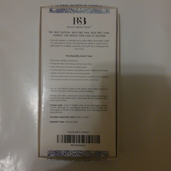 Jade Facial Roller w Gua Sha Scraper Skin Massager - Picture 9 of 10